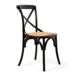 Silla Crossback Negra con Asiento de Mimbre