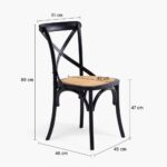 Silla Crossback Negra con Asiento de Mimbre - Imagen 3