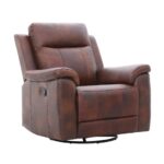 Sillón Berger de Cuero Café de 1 Cuerpo