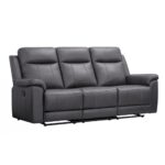 Sillón Berger de Cuero Gris de 3 Cuerpos
