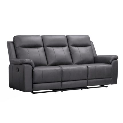 Sillón Berger de Cuero Gris de 3 Cuerpos