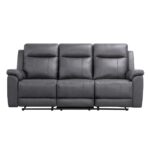 Sillón Berger de Cuero Gris de 3 Cuerpos