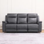 Sillón Berger de Cuero Gris de 3 Cuerpos - Imagen 3