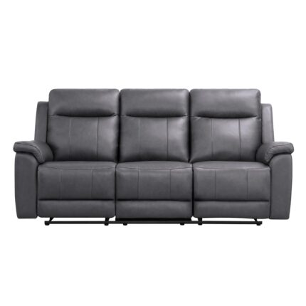 Sillón Berger de Cuero Gris de 3 Cuerpos