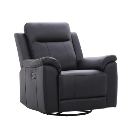 Sillón Berger de Cuero Negro de 1 Cuerpo