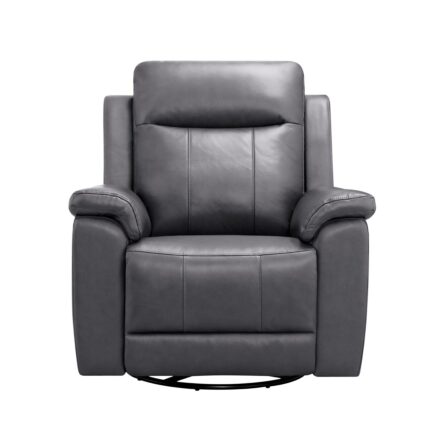 Sillón Berger de Cuero Gris de 1 Cuerpo