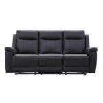 Sillón Berger de Cuero Negro de 3 Cuerpos