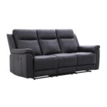 Sillón Berger de Cuero Negro de 3 Cuerpos
