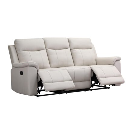 Sillón Berger de Cuero Blanco de 3 Cuerpos