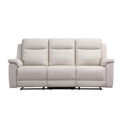 Sillón Berger de Cuero Blanco de 3 Cuerpos